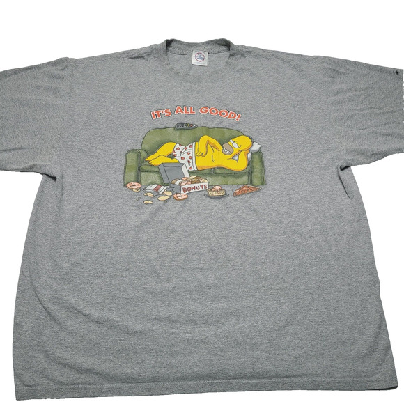 Vintage The Simpsons "It’s All Good" Donuts Homer Simpson Y2k T-Shirt Size XL - Picture 1 of 7